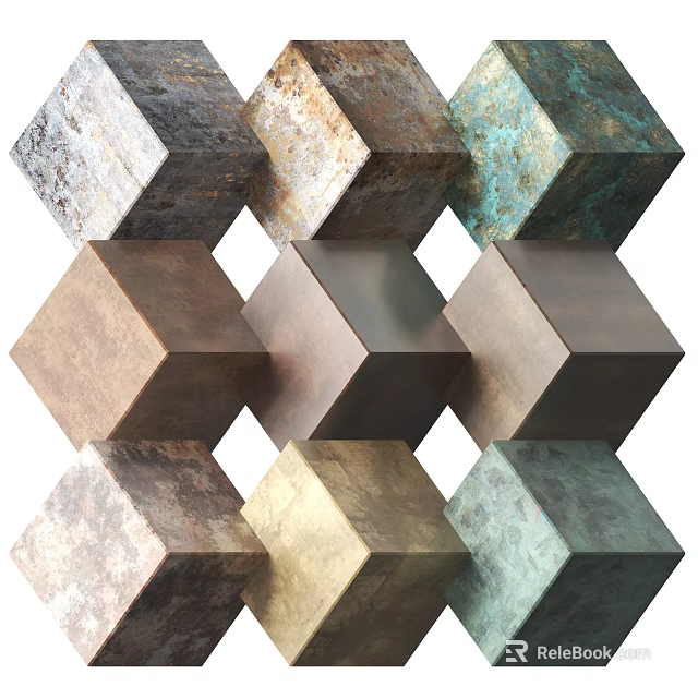 Durable Hardware Tools With Metallic Cubes In Various Textures And Colors 3d model 