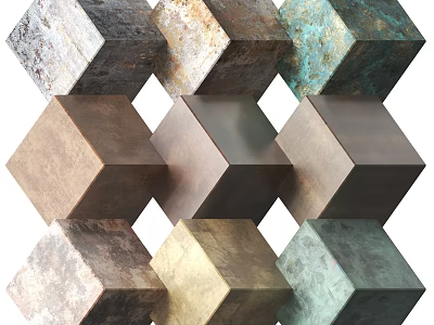 Durable Hardware Tools With Metallic Cubes In Various Textures And Colors 3d model