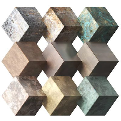 Durable Hardware Tools With Metallic Cubes In Various Textures And Colors 3d model