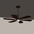 Modern Brass Ceiling Chandelier With Brown Blades And White Light Fixture