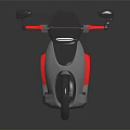 Modern Electric Scooter with Gray Frame Red Seat and Transparent Windshield 3d model