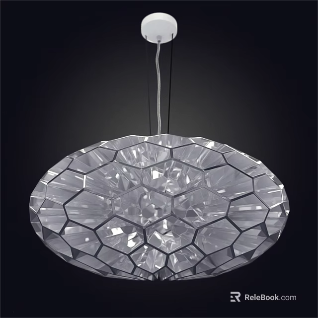 Modern Transparent Chandelier With Hexagonal Geometric Cut Design 3d model 