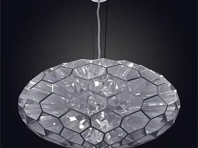 Modern Transparent Chandelier With Hexagonal Geometric Cut Design 3d model
