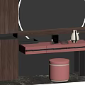 Dressing table makeup stool mirror stool 3d model