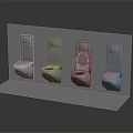 Silver Toilet Models On White Display Stand With Modern Design For Home Living Essentials