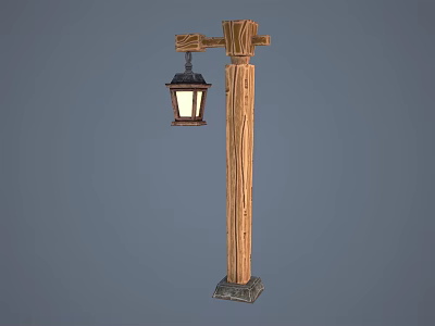 Elegant Wooden Outdoor Furniture Lamp Post With Decorative Lantern And Classic Design 3d model