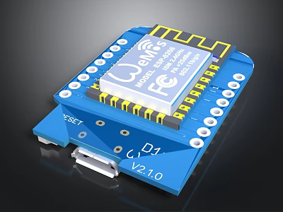 GSM Communication Module Electronic Circuit Board Featuring D1 Interface And V2.10 Version 3d model