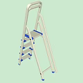 White Home Use Ladder With Blue Steps And Stable Handrail Design