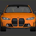 Sleek Orange Sports Car With Black Roof Rear Spoiler And Black Wheels