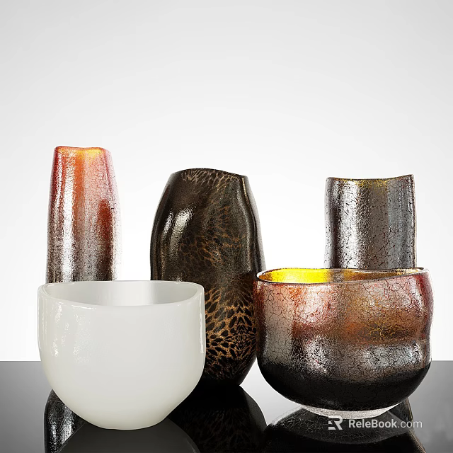 Decorative Vases in Various Colors and Textured Glossy Surfaces for Home Decor 3d model 
