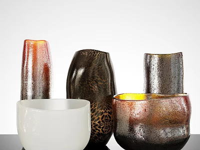 Decorative Vases in Various Colors and Textured Glossy Surfaces for Home Decor 3d model