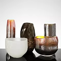 Decorative Vases in Various Colors and Textured Glossy Surfaces for Home Decor