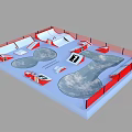 Skatepark Layout With Multiple Ramps Red Borders And Skate Zones