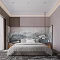 Modern Hotel Guest Room Interior With Sofa Coffee Table Decorative Partition And Area Rug