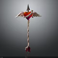 Magical Fantasy Staff Featuring Red Heart Angel Wings Wizard Hat And Striped Pole Arrow