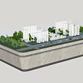 Sand Table With Modern High Rise Buildings Green Spaces Roads Cars And Landscape Design