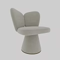 Modern Light Colored Upholstered Single Chair With Curved Backrest And Conical Base