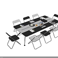 Modern Conference Table In Office Setting With Chairs Laptop And Documents 3d model