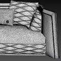Modern Black Sectional Sofa With Plush Cushions And Stitching Details 3d model