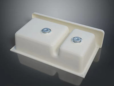Other White Double Compartment Container With Circular Emblems On Each Section 3d model