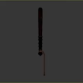 Traditional Weapon Design With Long Brown Handle Black Ring Decorations And Red Curved Part