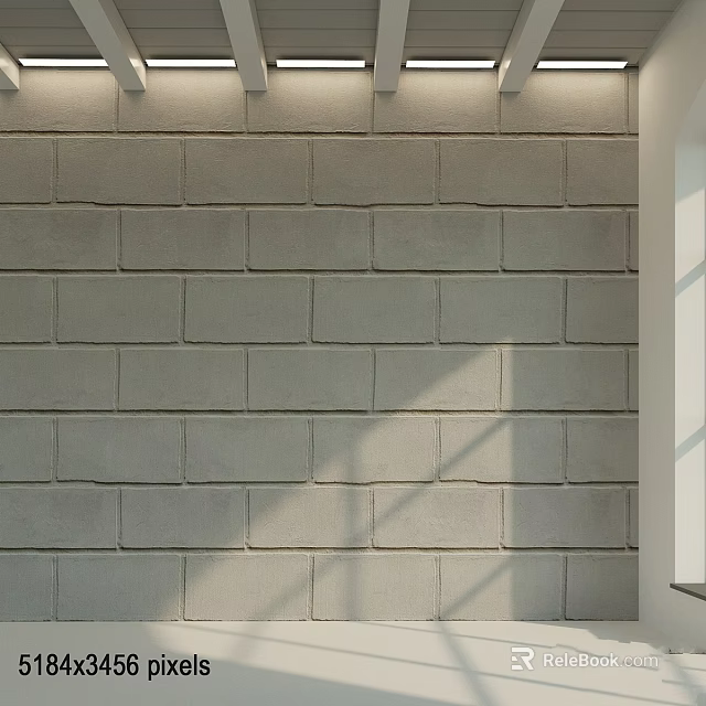 Gray Brick Wall Structure With Light And Shadow Effects Near Window 3d model