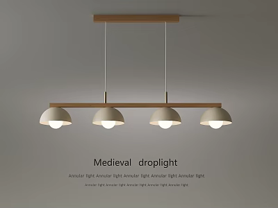 Classic Medieval Droplight Design With Four Hanging Lamps And Wooden Frame 3d model