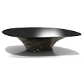 Modern Designer Dining Table With Sleek Black Tabletop And Geometric Base 3d model