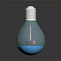 Transparent Blue Bulb Shaped Water Transport With Reflection On Gray Background