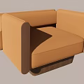 Brown Leather Single Sofa With Modern Design And Wooden Base Armrests 3d model