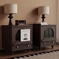 Dark Brown Bedside Tables With Table Lamps Vintage Radio And Diana Book
