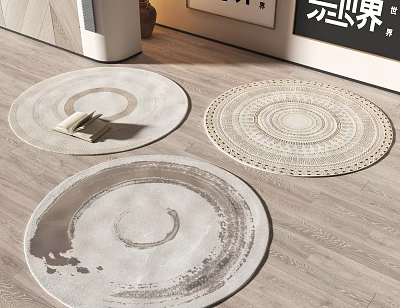 Stylish Round Rugs With Textured Patterns And Circular Designs For Home Decor 3d model