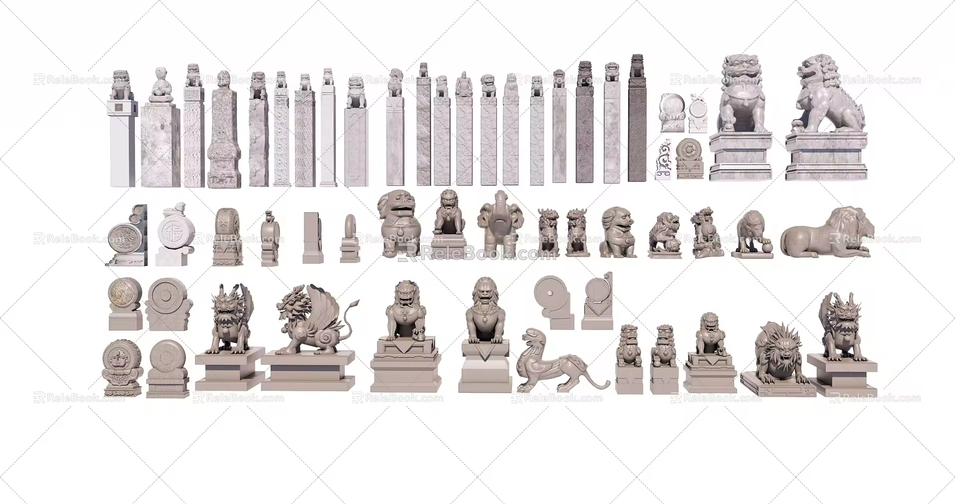 New Chinese style bolt horse column 3d model