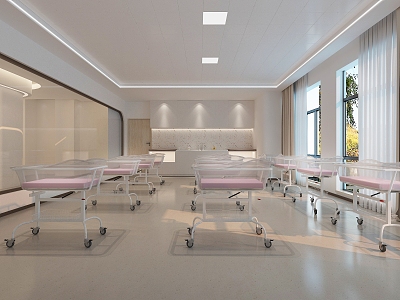 Modern Cream Log Wind Maternal and Infant Center Yuezi Club Yuezi Center Nursery Nursing Room Nursing Room 3d model