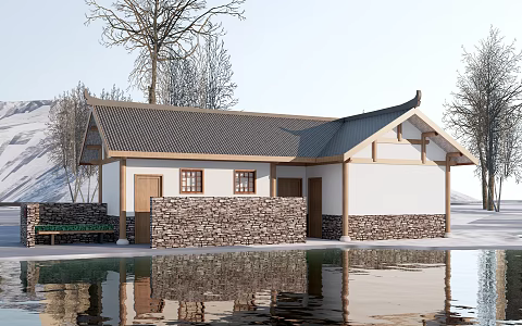 New Chinese Style Public Toilet Public Toilet Public Toilet Building Tourist Toilet Public Toilet 3d model