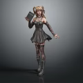 Anime Style Female Character In Creature Inspired Gothic Dress With Lace Stockings Holding Leather Book