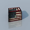 Swing Door Wooden Box With American Flag Pattern And Vintage Design