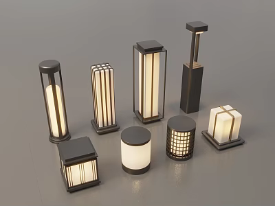 Modern Outdoor Lights With Various Stylish Designs And Elegant Shapes 3d model