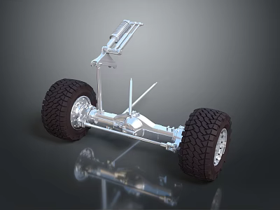 Off Road Vehicle Tires With Heavy Duty Suspension System And Metal Axle 3d model