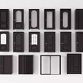 Various Black Interior Door Designs With Different Panel And Glass Styles 3d model