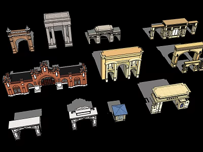 Diverse Architectural Entrance Gates With Arched Designs And Various Styles 3d model