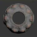 Wooden Stone Carved Bead With Textured Surface And Decorative Protrusions