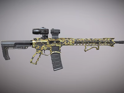Tactical Military Rifle With Camouflage Design Mounted Scope Detachable Magazine And Ergonomic Stock 3d model