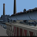 Large Scale Blue Industrial Processing Equipment With Pipeline And Tower Structures 3d model