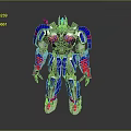 Sci Fi Robot Character With Shiny Silver Blue Red Armor And Mechanical Design
