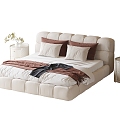 Modern Double Bed Bedstand Bedding 3d model