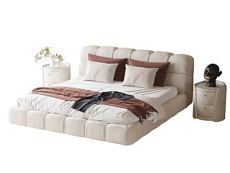 Modern Double Bedstand Bedding 3d model