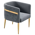 Modern Luxury Dining Table Set With Marble Top And Grey Upholstered Gold Leg Chairs