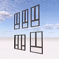 Modern Window Frames In Different Styles Against Blue Sky With White Clouds 3d model