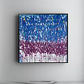 Vibrant Abstract Painting With Splattered Blue Yellow Green White And Black Colors
